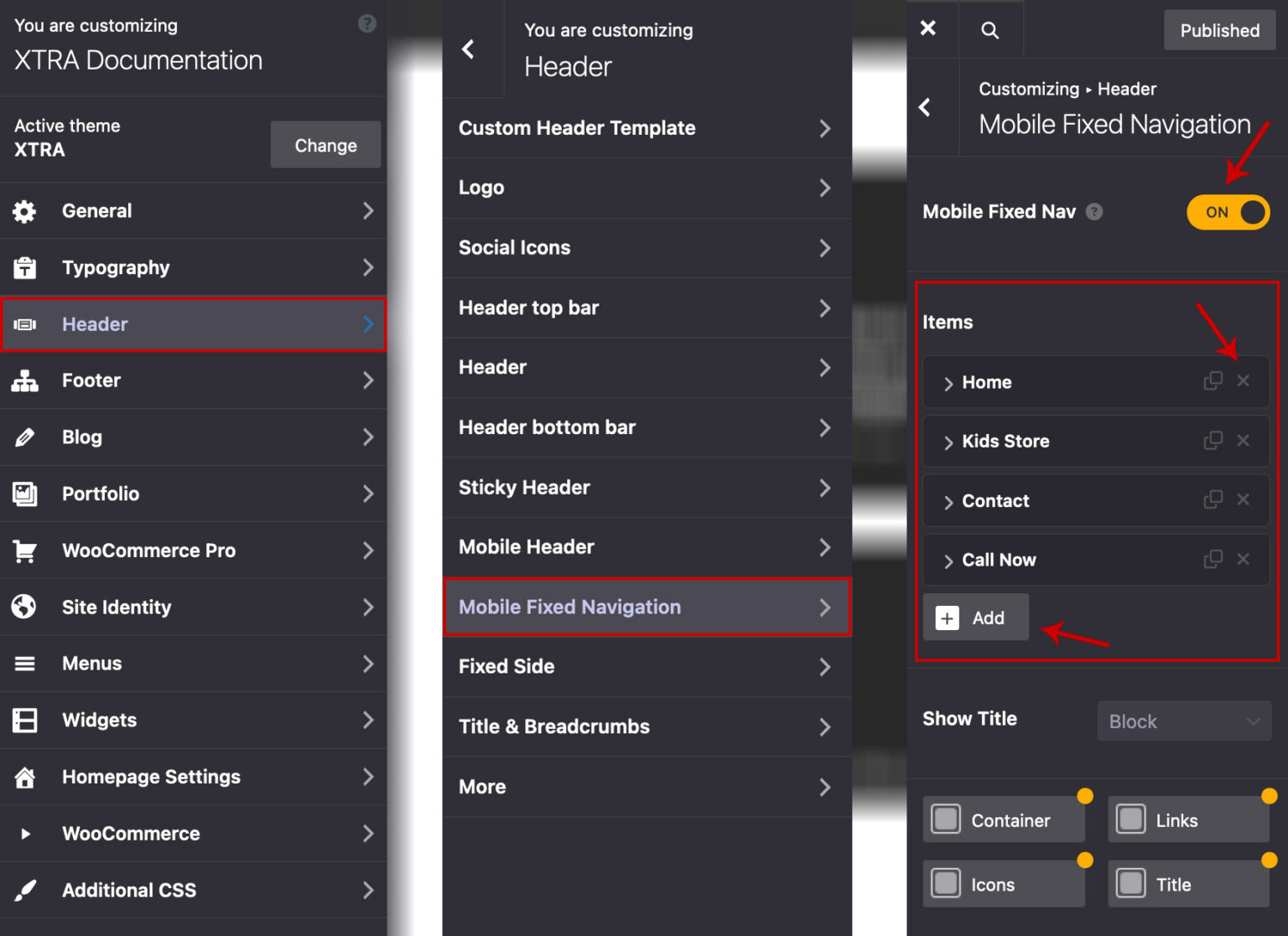 How to Add or Remove Items from Mobile Fixed Navigation – XTRA Tutorials