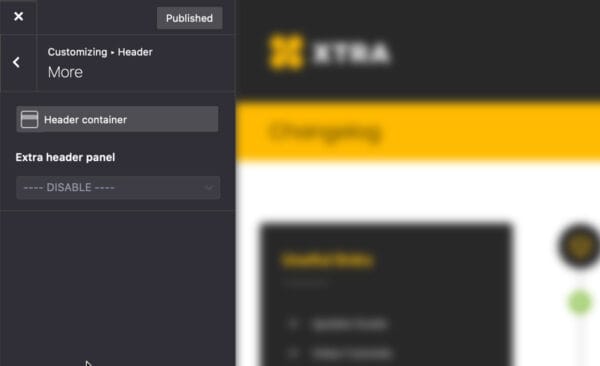 Header extra panel
