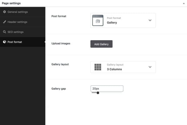 Post format settings
